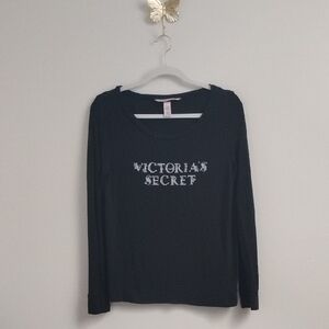 Victoria's Secret Black Long Sleeve Comfy Casual Athleisure Loungewear Top
